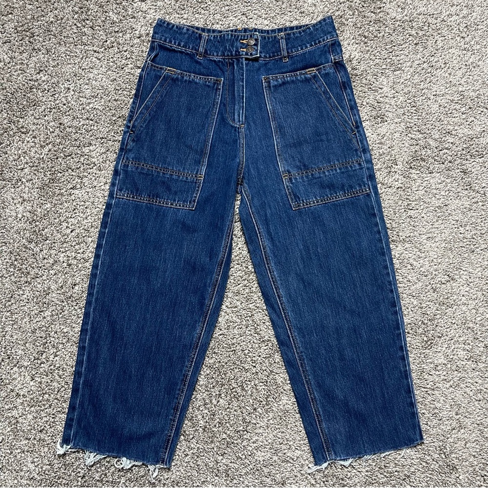 Forever 21 Premium Denim Los Angeles High Rise Wide Leg Raw Hem Jeans Size 28